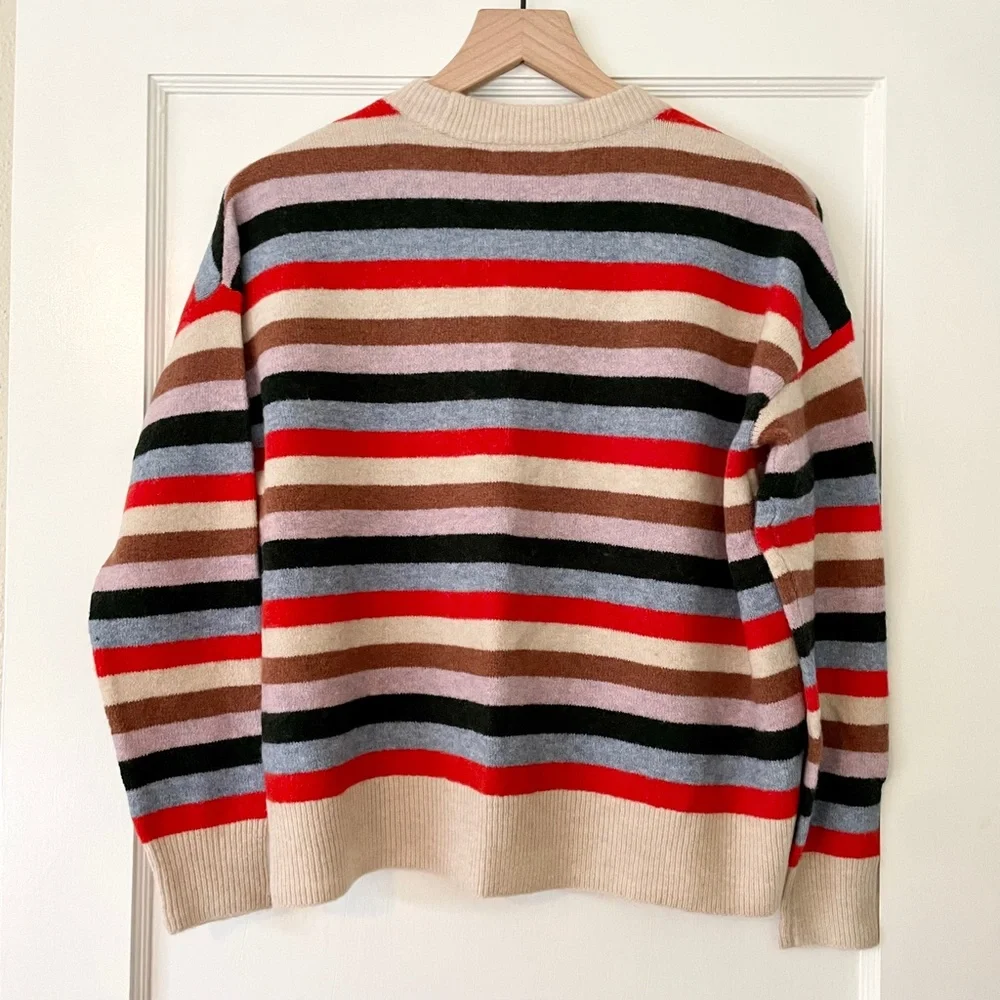 ✨NWT✨ MADEWELL James Striped Wool Blend Pullover Sweater in Heather Torch XS, L - Picture 2 of 5